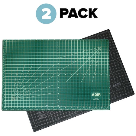 Adiroffice 18"x 36"Self Healing Reversible Cutting Mat, Green/Black, PK2 ADICM1836-2pk